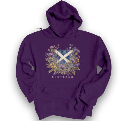 Botanical Scotland Flag Hoodie - Purple