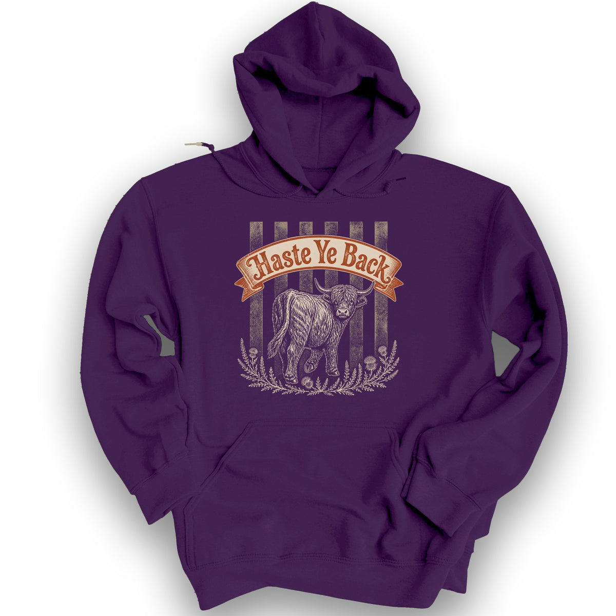 Haste Ye Back Coo Hoodie - Purple