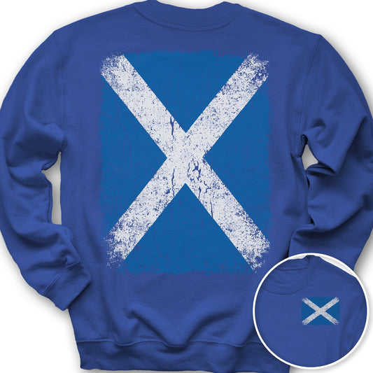 Scotland Distressed Flag Front/Back Print Sweatshirt - Royal