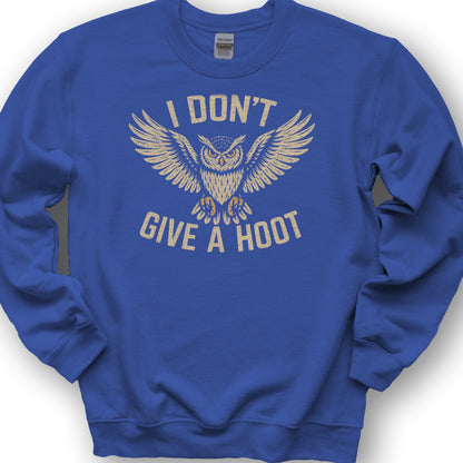 I Don't Give a Hoot "Vintage Owl" Sweatshirt - Royal