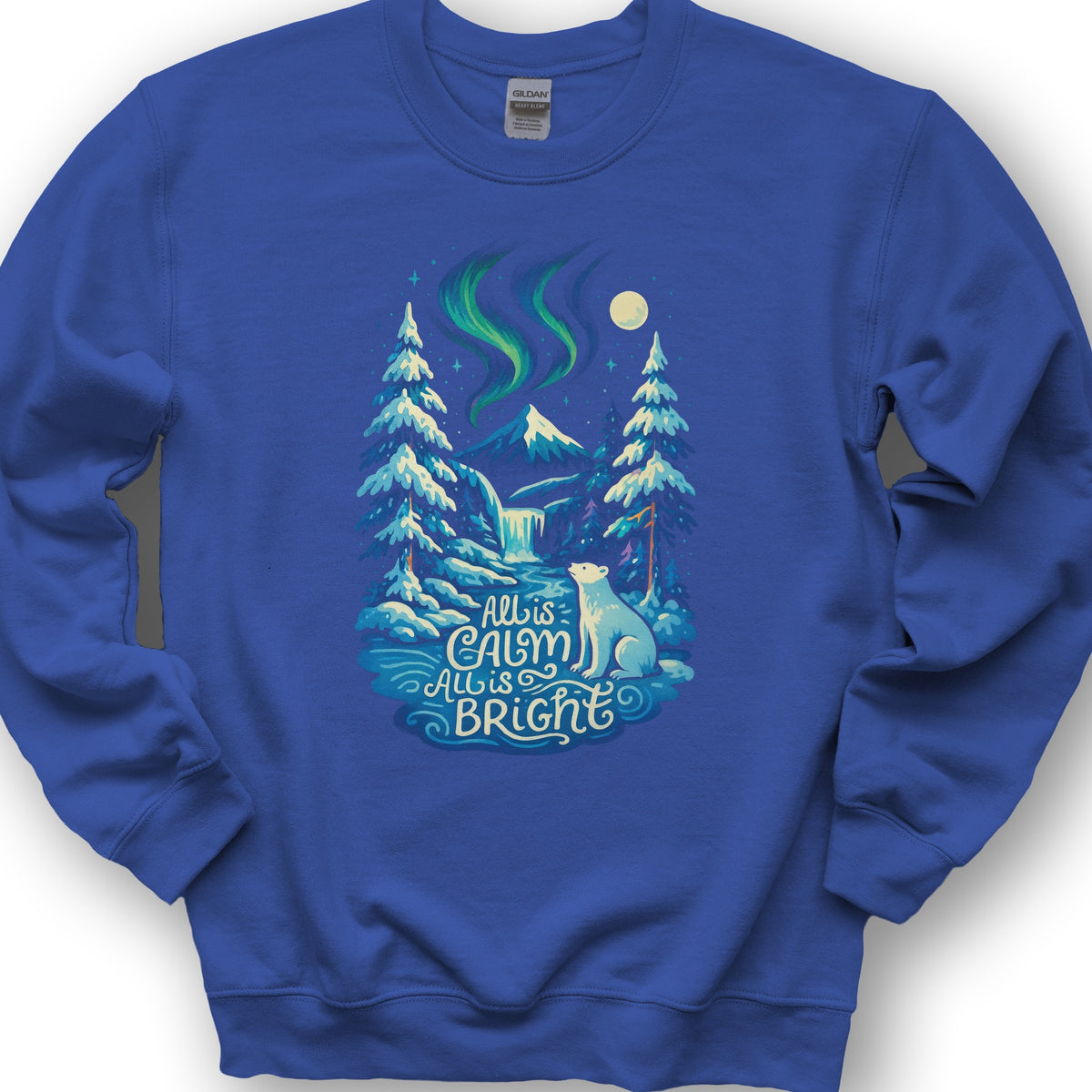 All Is Calm Northern Lights Sweatshirt - Royal