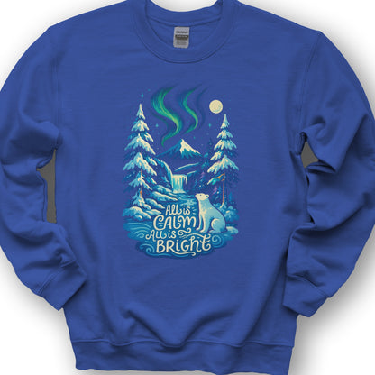 All Is Calm Northern Lights Sweatshirt - Royal