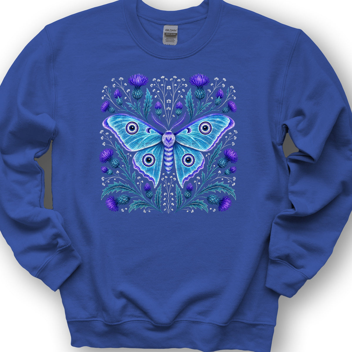 Emperor Moth Thistle Sweatshirt - Royal