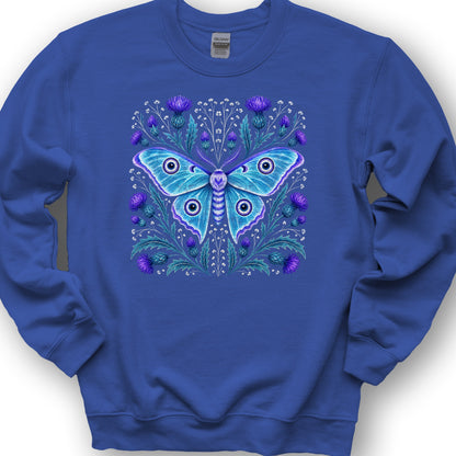 Emperor Moth Thistle Sweatshirt - Royal