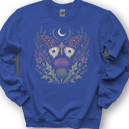 Crescent Thistle Moth Moon Sweatshirt - Royal