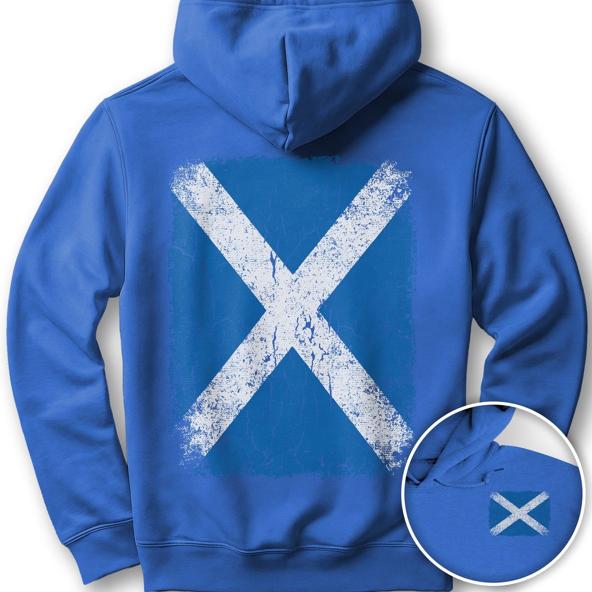 Scotland Distressed Flag Front/Back Print Hoodie - Royal