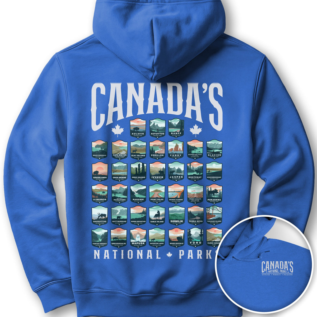 Canada's National Parks "Badges" Hoodie - Royal