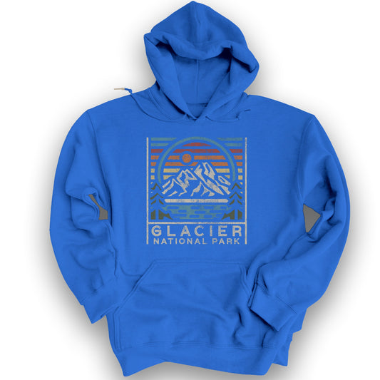 Glacier National Park "Vintage Sunset" Hoodie - Royal