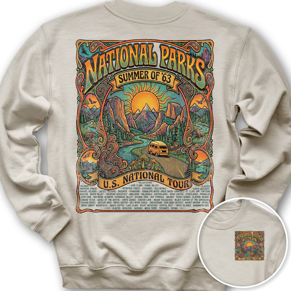 National Parks Summer Tour Front/Back Print Sweatshirt - Sand
