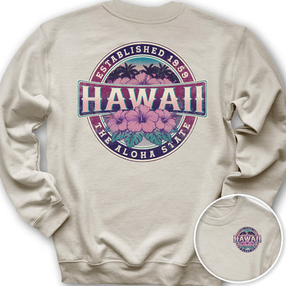 Hawaii Badge Front/Back Print Sweatshirt - Sand