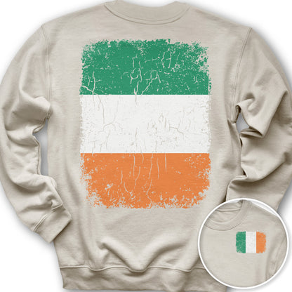 Ireland Distressed Flag Front/Back Print Sweatshirt - Sand