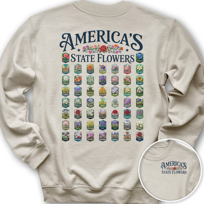 America's State Flowers Front/Back Print Sweatshirt - Sand