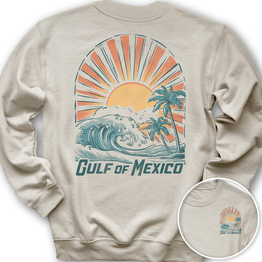 Gulf of Mexico "Sunny Vibes" Front/Back Print Sweatshirt - Sand