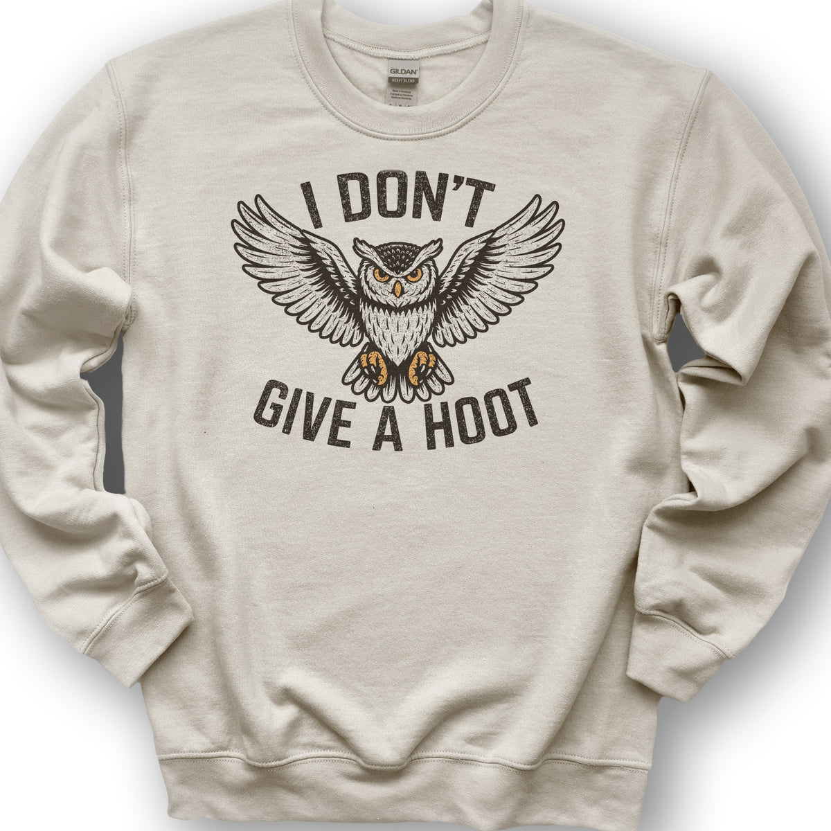 I Don't Give a Hoot "Vintage Owl" Sweatshirt - Sand
