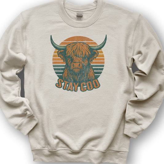 Highland Cow "Stay Coo" Sweatshirt - Sand