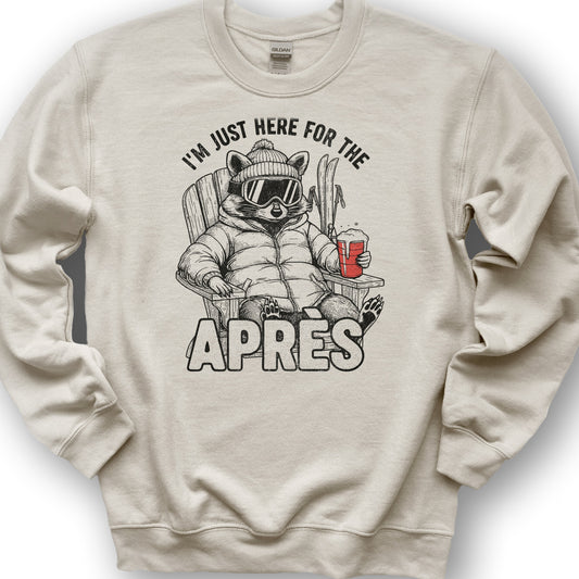 Just Here for the Apres "Raccoon" Sweatshirt - Sand