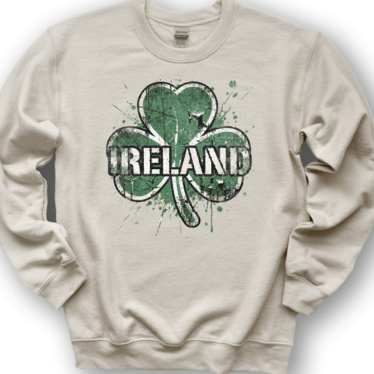 Ireland Shamrock Grunge Sweatshirt - Sand