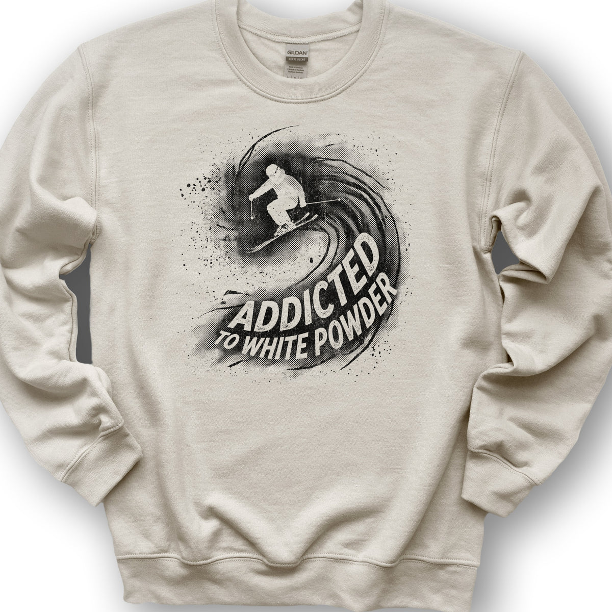 White Powder Skiing  Sweatshirt - Sand