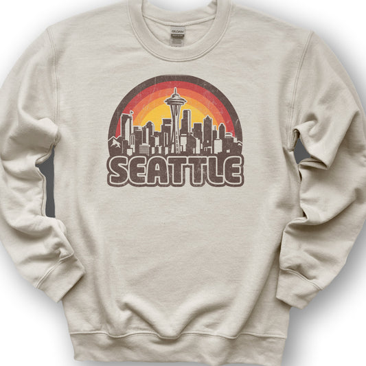 Seattle Retro Sunset Sweatshirt - Sand