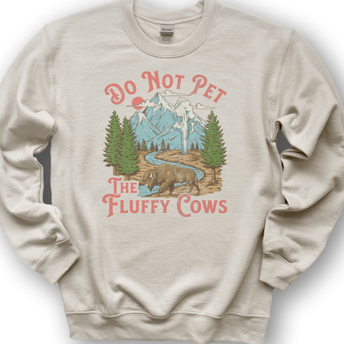 Fluffy Cows Yellowstone Sweatshirt - Sand