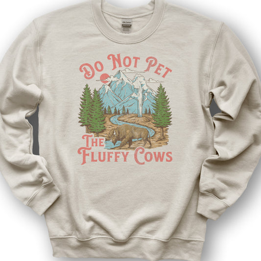 Fluffy Cows Yellowstone Sweatshirt - Sand