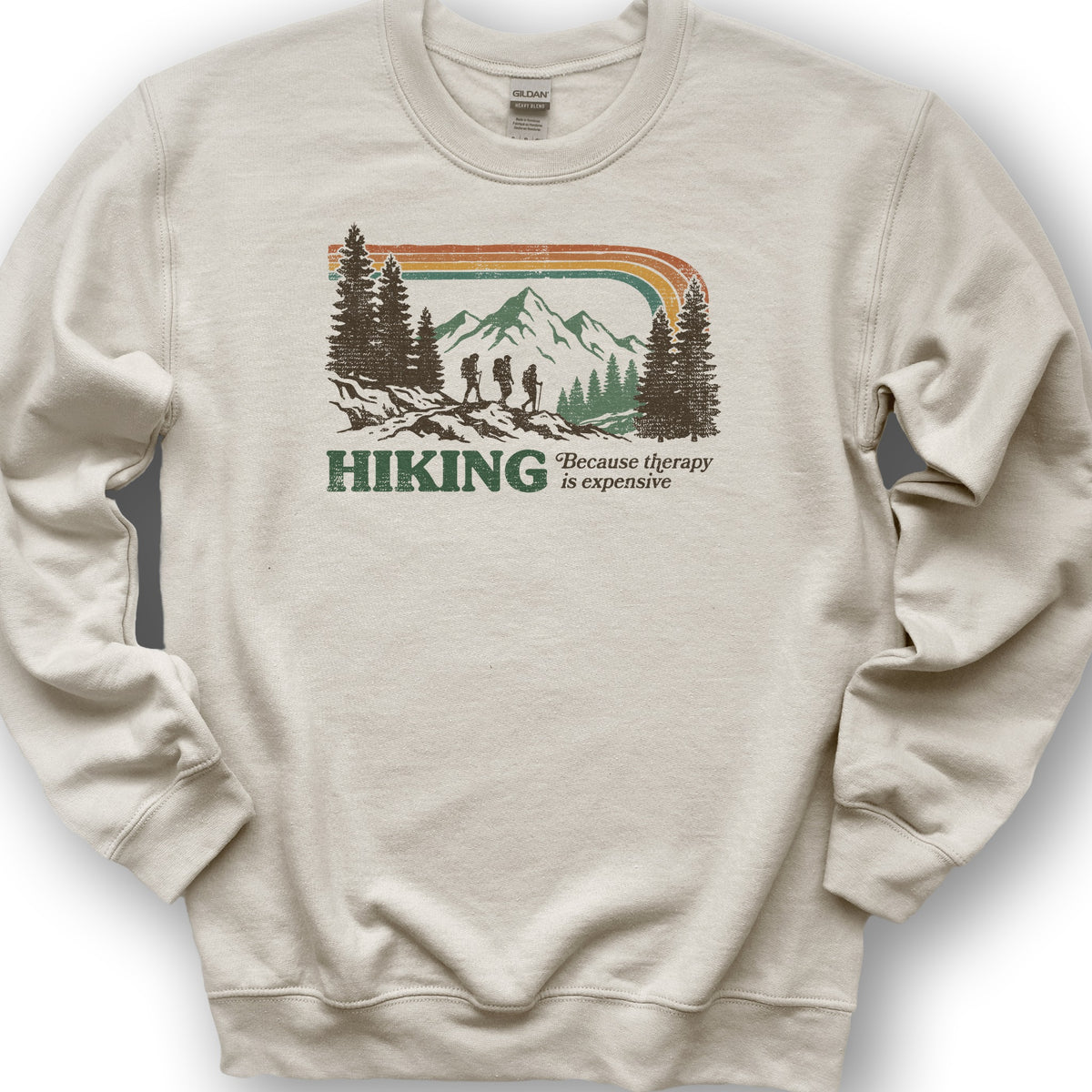 Hiking Retro Therapy Sweatshirt - Sand
