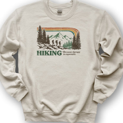 Hiking Retro Therapy Sweatshirt - Sand