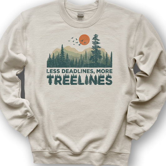 Less Deadlines More Treelines Sweatshirt - Sand