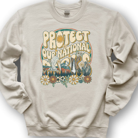 Protect Our Parks Groovy Sweatshirt - Sand