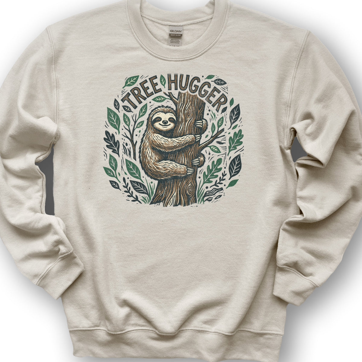 Tree Hugger Sloth Sweatshirt - Sand