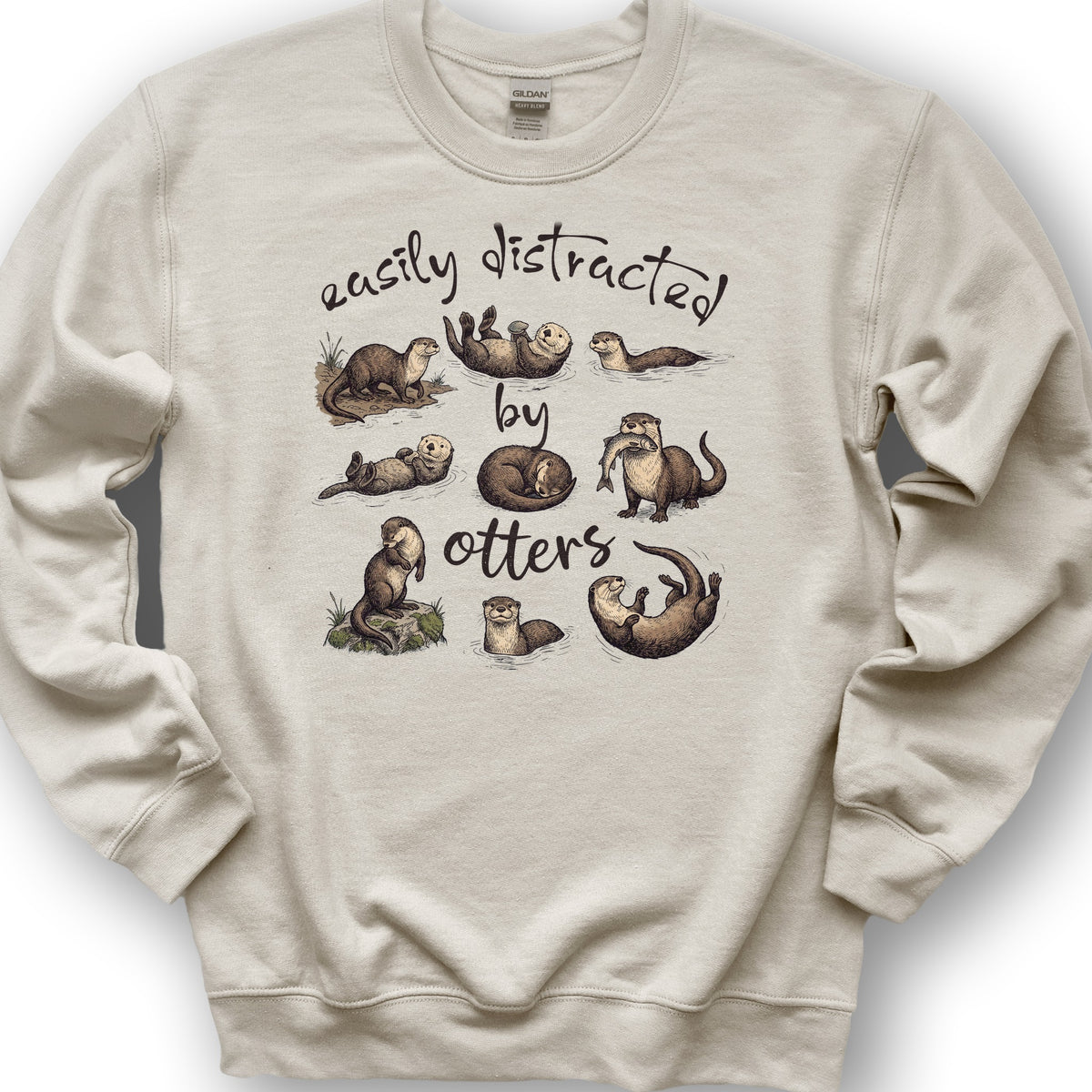 Easily Distracted By Otters Sweatshirt - Sand