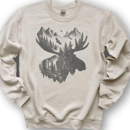 Moose Double Exposure Sweatshirt - Sand
