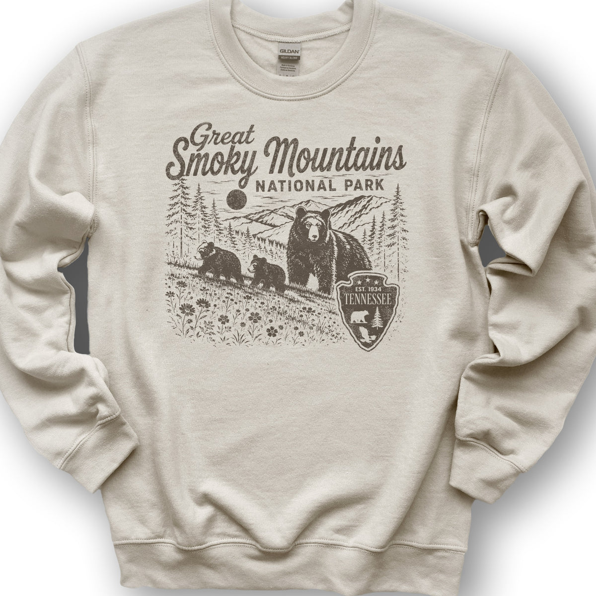 Smoky Mountains Vintage Sketch Sweatshirt - Sand