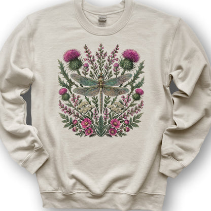 Wild Dragonfly Thistle Sweatshirt - Sand