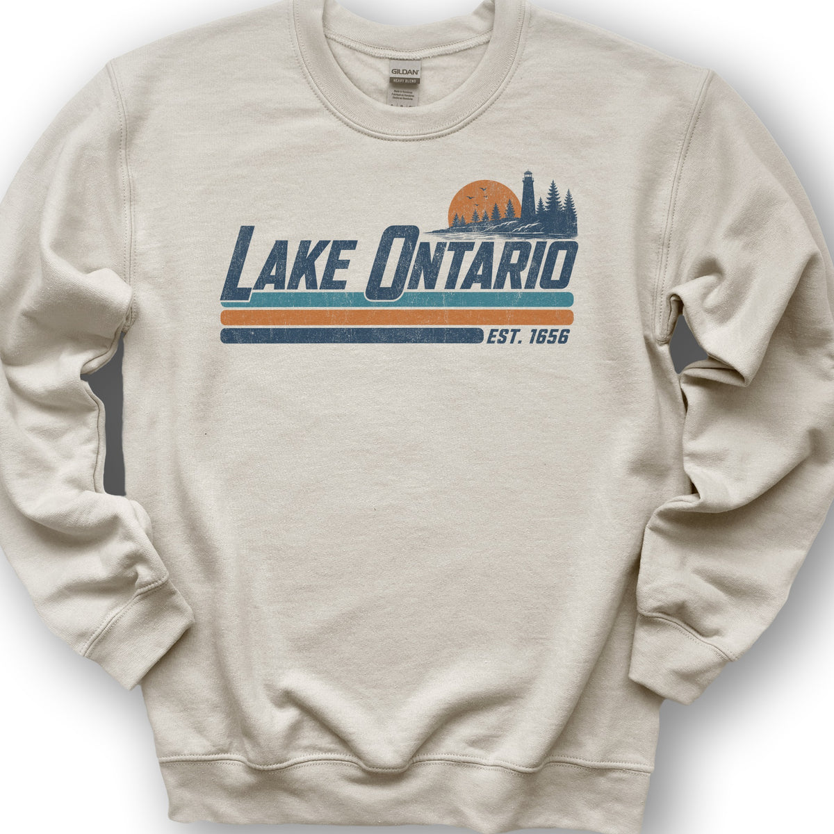 Lake Ontario Retro Stripe Sweatshirt - Sand