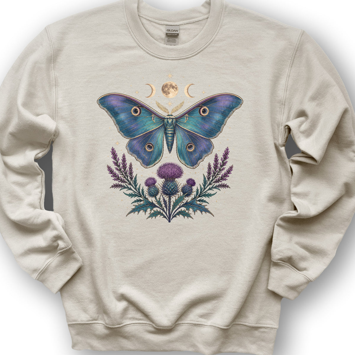Emperor Moth Thistle Bouquet Sweatshirt - Sand