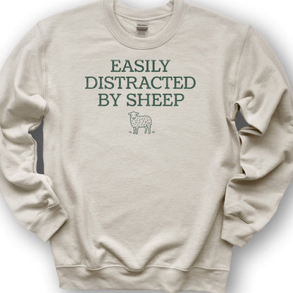 Easily Distracted By Sheep Sweatshirt - Sand