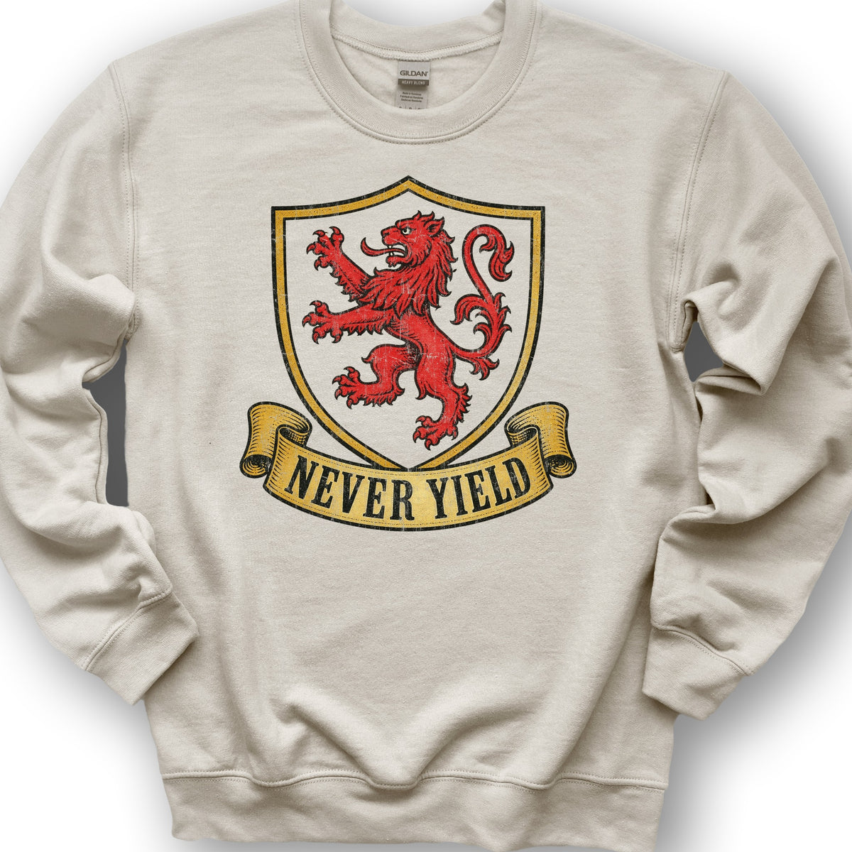 Never Yield Lion Sweatshirt - Sand
