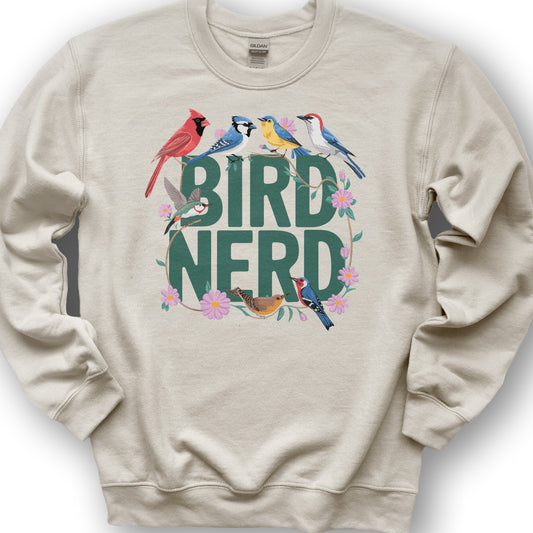 Bird Nerd "Flower Birds" Sweatshirt - Sand