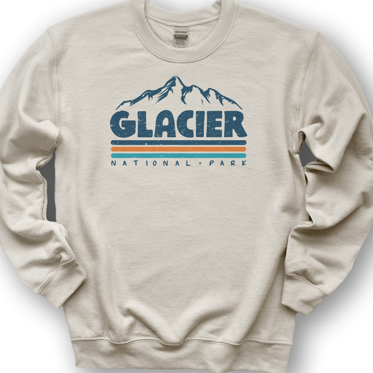 Glacier National Park "Retro Stipes" Sweatshirt - Sand