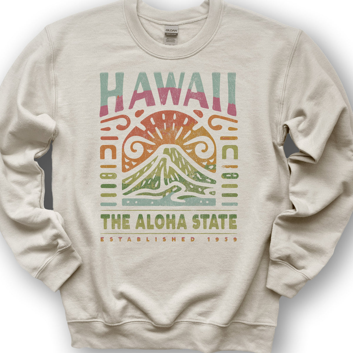 Hawaii The Aloha State "Volcano Tatoo" Sweatshirt - Sand