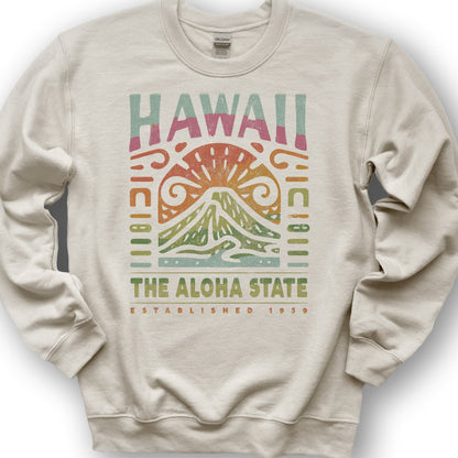 Hawaii The Aloha State "Volcano Tatoo" Sweatshirt - Sand