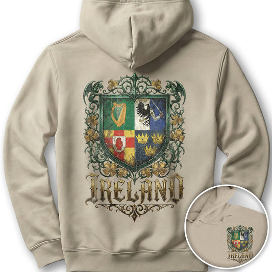 Irish Gothic Arms Front/Back Print Hoodie - Sand