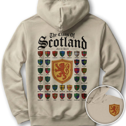 Clans of Scotland "Tartans"Front/Back Print Hoodie - Sand