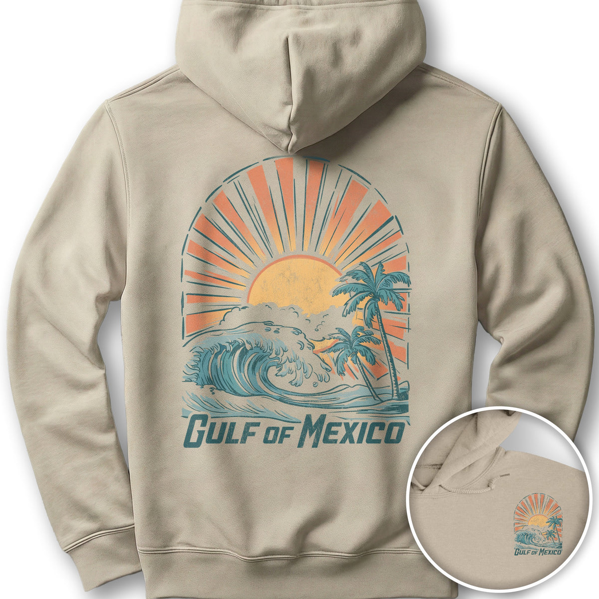 Gulf of Mexico "Sunny Vibes" Front/Back Print Hoodie - Sand