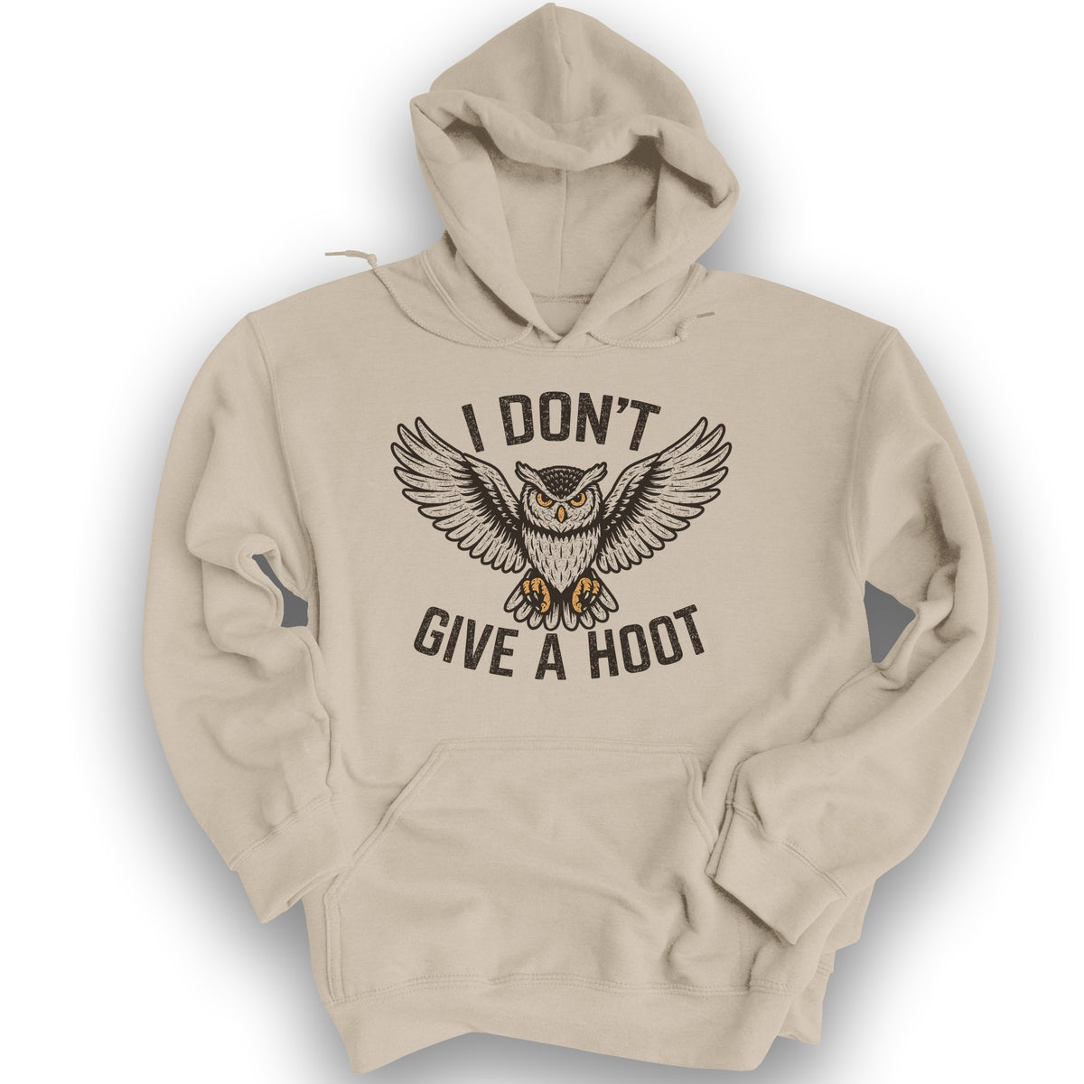 I Don't Give a Hoot "Vintage Owl" Hoodie - Sand