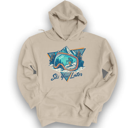 Ski You Later Retro 1980's Hoodie - Sand