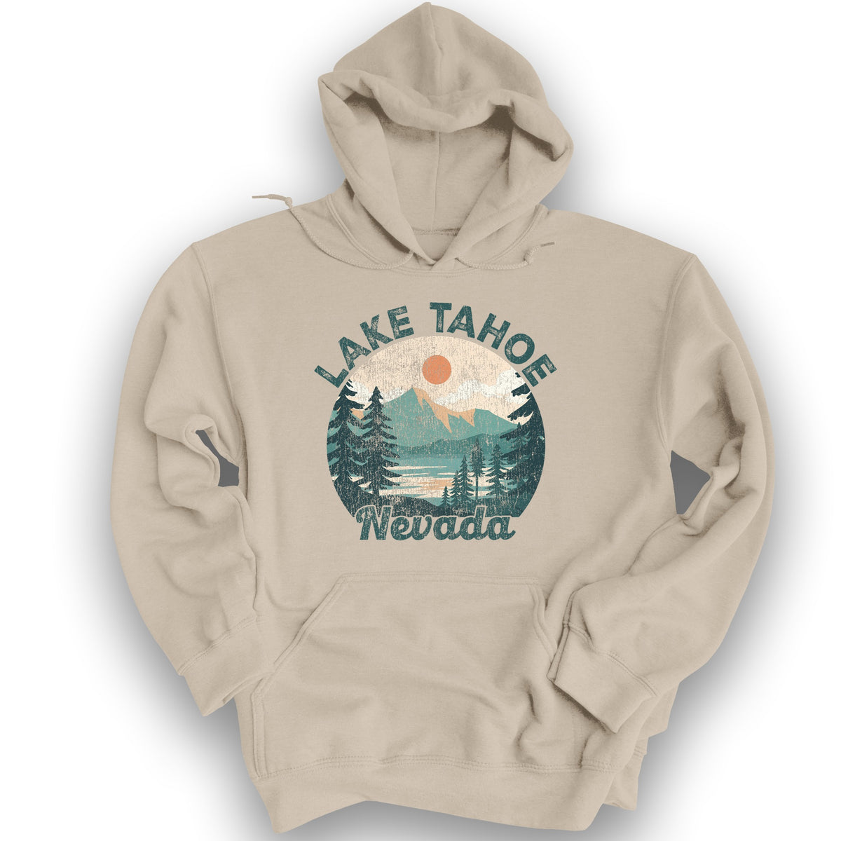 Lake Tahoe Nevada Vintage Circle Hoodie - Sand