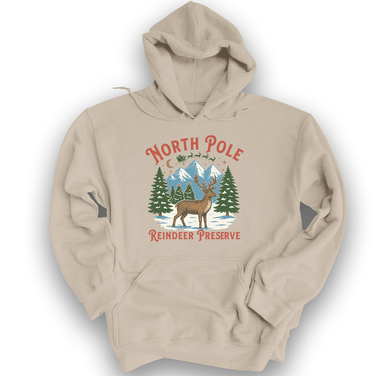 North Pole Reindeer Preserve Hoodie - Sand