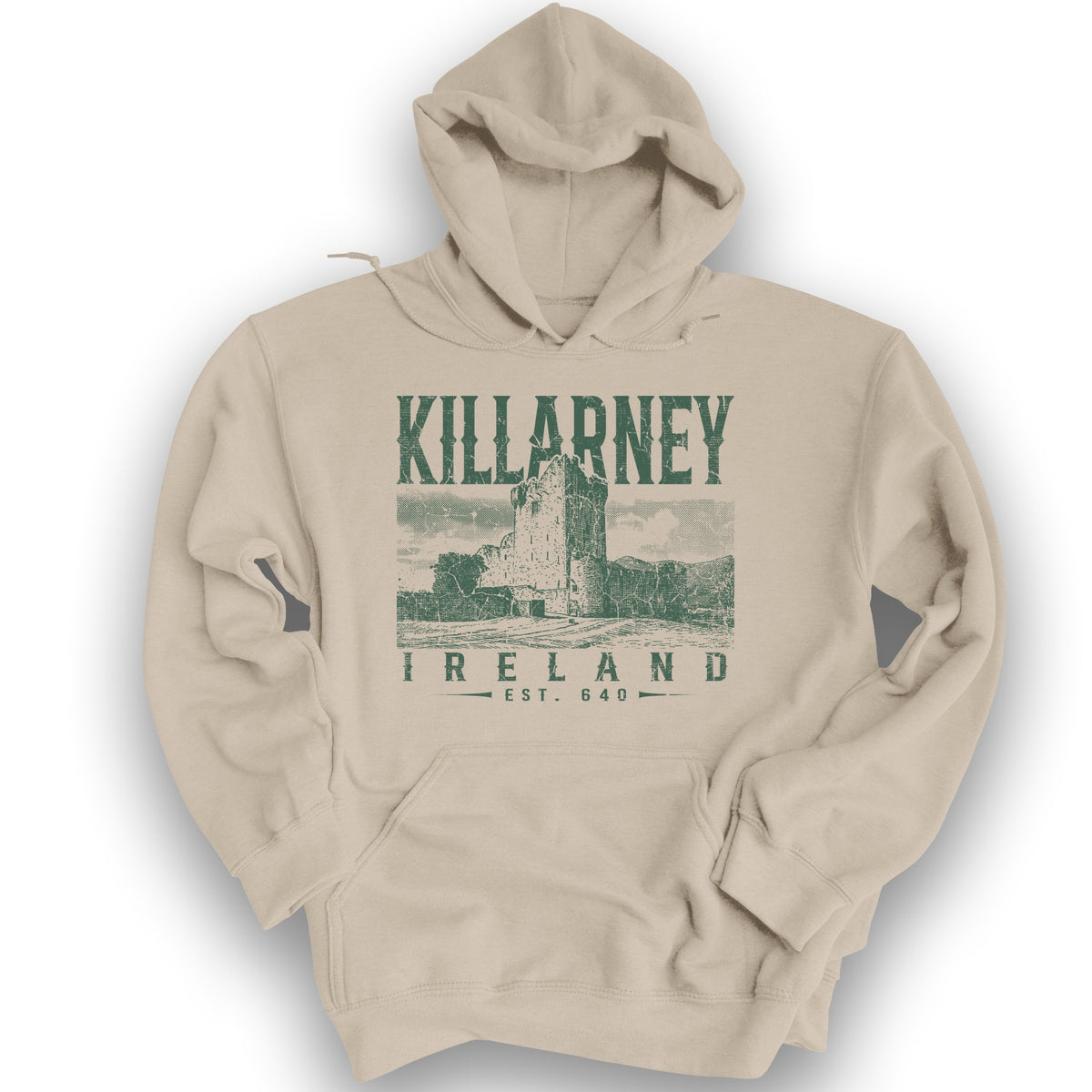 Killarney Ireland Vintage Print Hoodie - Sand